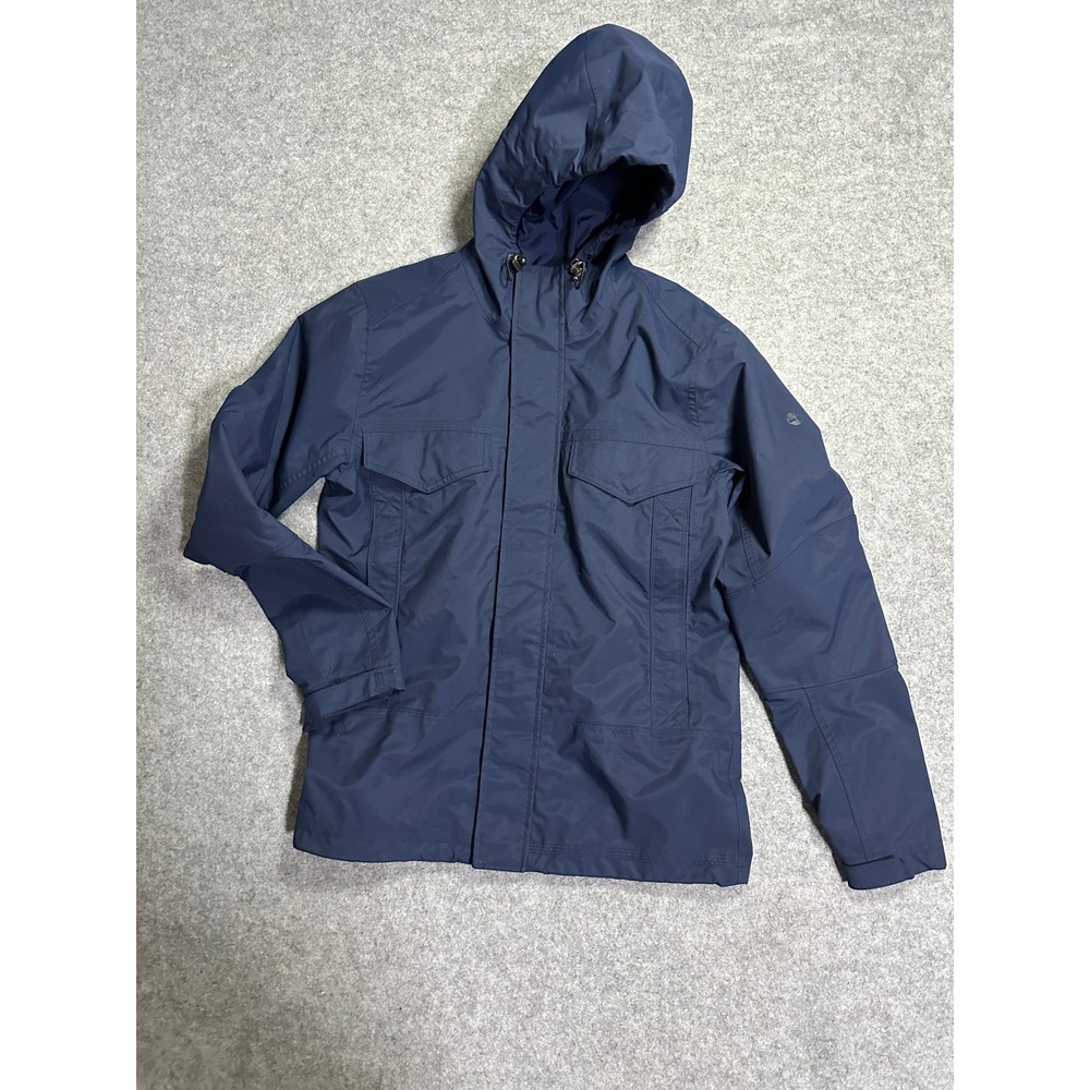 Timberland Hooded Field Jacket Small Navy Blue Water Resistant Flannel Lined